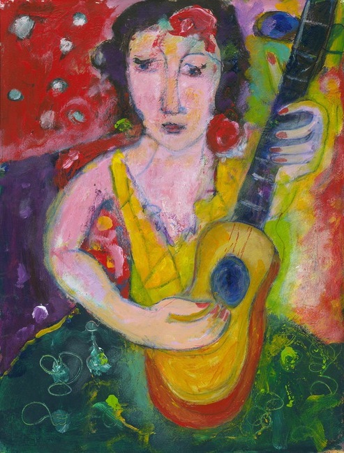 A woman playing guitar. 2003