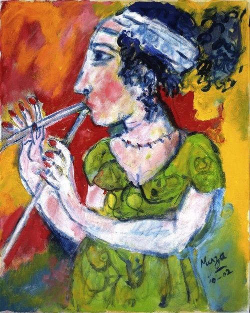 Lady playing flute. 2002